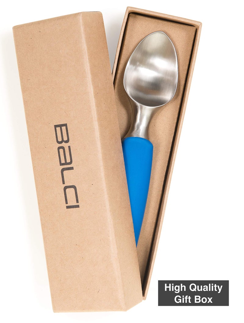 Balci Ice Cream Scoop - Heavy Duty Stainless Steel Icecream Scooper With Non-Slip Rubber Grip - Professional Metal Ice-Cream Spade - Dishwasher Safe â€“ Blue - Image 2